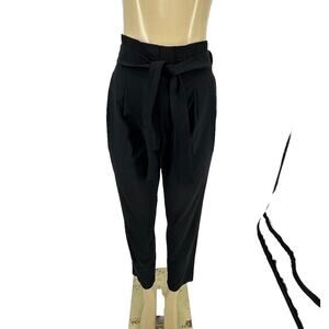 ATHLETA Skyline Pants II Black Women Size 4 Athleisure Travel Paperbag Belt MA2